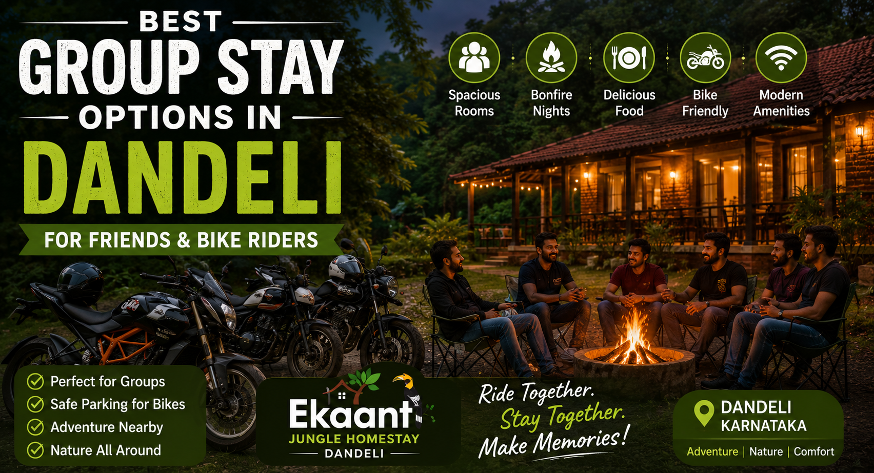 Best Group Stay Options in Dandeli for Friends & Bike Riders